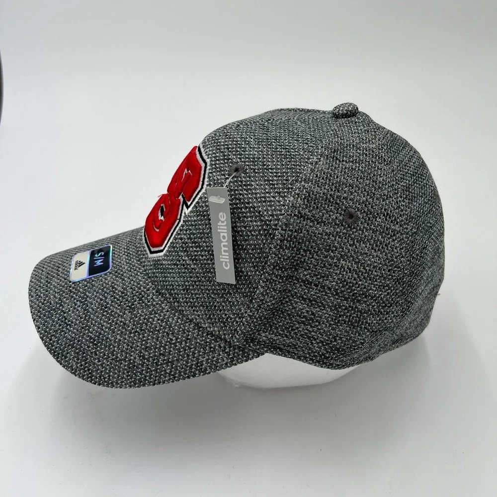 Adidas NC State Wolfpack Climalite Baseball‎ Cap Size S M Gray Red Embroidered